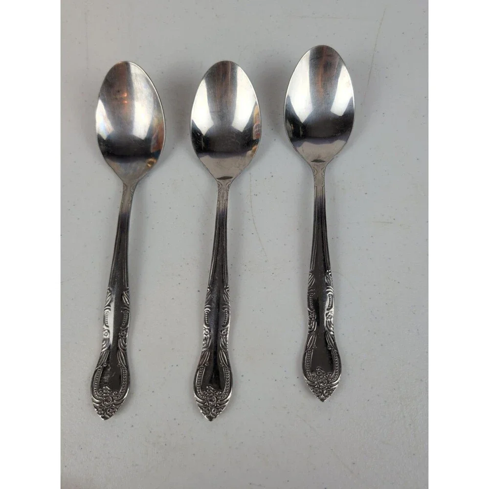 (3) Serving Spoons PINNA 18/0 Scroll Beaded Old World Design Replacement
